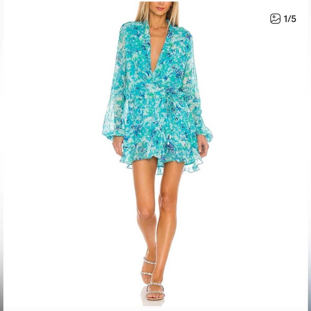 Rococo Sand Turquoise & Gold Patterned Dress